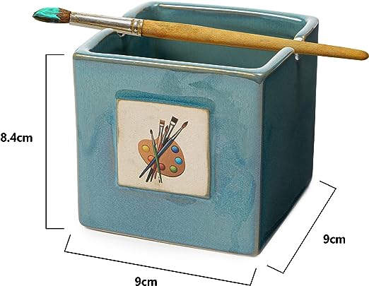 Painters Artist Cup, Paint Brush Holder & Cleaner 3.5" H 3" W - Gift Paint Mixing Cup, Elegant Painting Cup Supplies, Vibrant Cup for Children & Adults Alike, Arts & Crafts Supplies for Home (Blue)