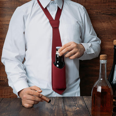 Beer Bottle & Can Holder Tie Necktie for Beer - Groomsmen Necktie Beer Holder, Novelty Beer Pong, Frat, Bachelor Gifts, Bachelor Party Favors, College University Gift, Grilling & Gag Gift BBQ Gifts