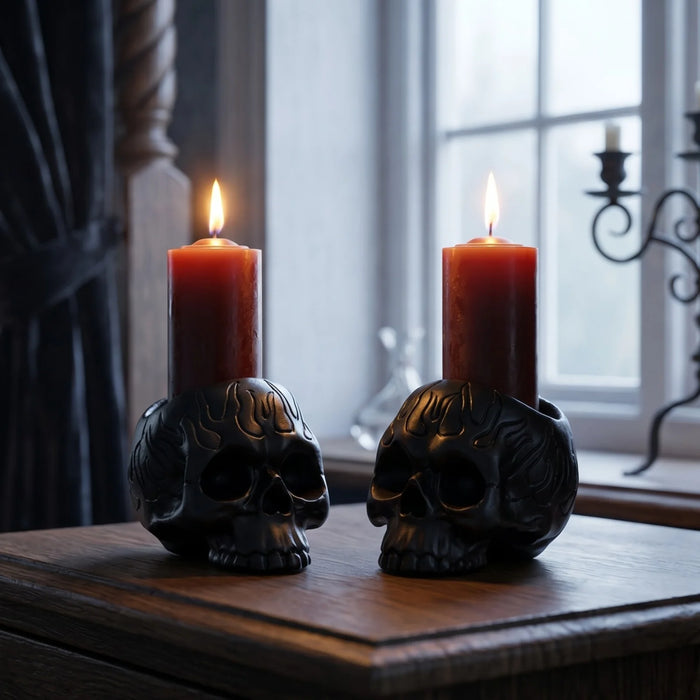 Skull Blood Candles - Halloween Bleeding Dripping Red Wax, Skeleton (Skull 2 Pack)
