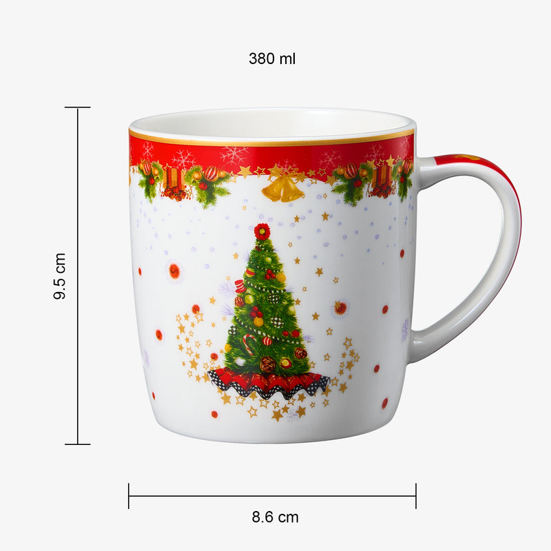 hristmas Tree Mug - Ceramic Microwave & Dishwasher Safe - 11.5oz Holiday Mugs for Coffee, Hot Chocolate, Eggnog - Merry Christmas - Elf, Tree, Santa Design - Red & Green Great Gift!