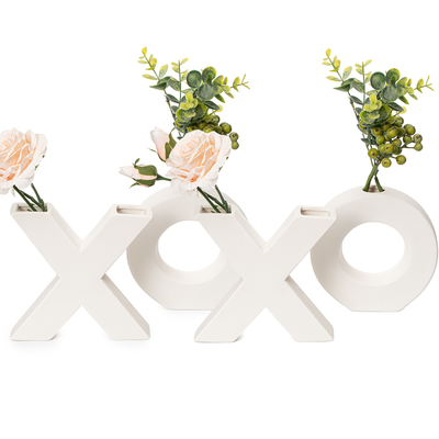XOXO Vase Set, Two X and O White Flower Vases by Gute - Valentines Day, XO Hugs & Kisses Decor Plants Modern Minimalist Art Decorative Centerpiece for Living Room, Bedroom, Kitchen, Office, Love