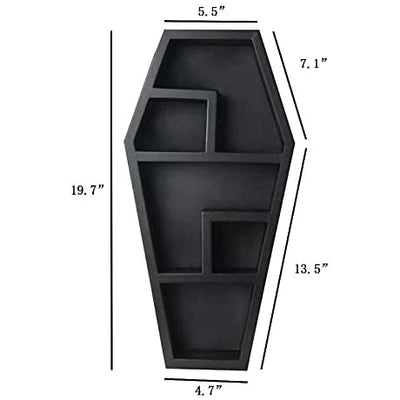 Gute X-Large Wood Coffin Shelf, 20x11x5 Spooky Gothic Decor for Bathroom , Living Room or Bedroom- Black - - Comes Fully Assembled - Halloween Spooky Décor