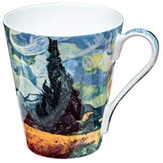 Van Gogh Bone China Set of 5 Large Mugs for Coffee and Tea, With Gift Box, 12 -Ounce Art Coffee and Tea Mugs Set