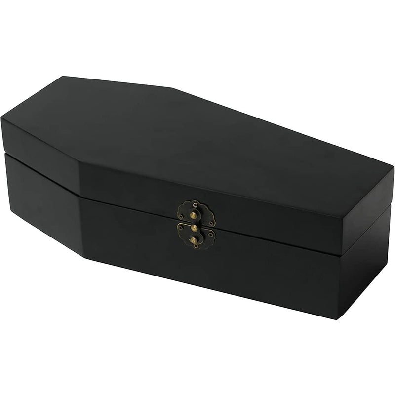 GUTE Coffin XL Jewelry Storage Box, Halloween Coffin Desk Organizer, Jewelry Organizer Tray, Accessories Storage for Home, Bedroom, Bathroom - Wood Coffin Box, Gothic Decor 13.1" x 3.7" x 3.8"
