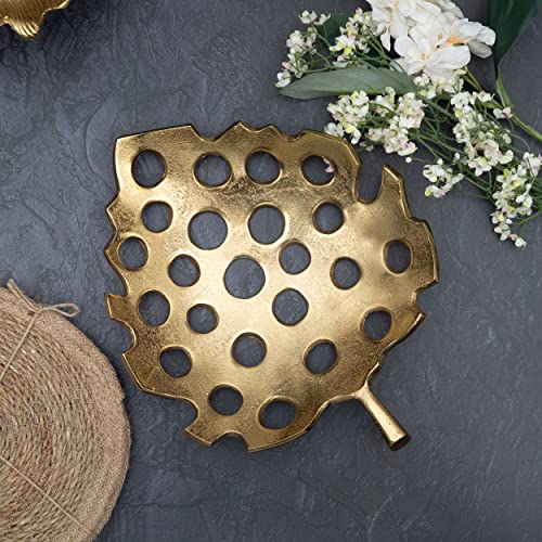 Gold Leaf Fruit Bowl Decorative Plate by Gute - Decorative Bowls for Home Decor, Centerpiece Fruit Platter for Dining Room, Living Room, Entryway Home Decor Serveware & Entertaining Gifts 11.5x9