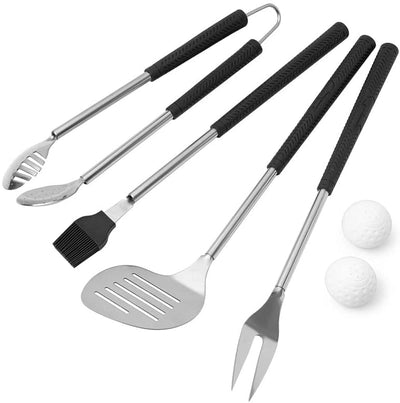 Golf Club 7 Pcs BBQ Tools Gift Set - Father's Day Birthday Gifts for Men Dad, Grill Accessories - for Camping Stainless Steel Utensils Set - Stainless Steel Grilling Birthday Hiking Outdoor Storage