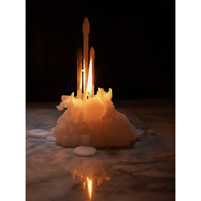 Gute Falcon Heavy Rocket Candle 7" & Burns for 4 Hours! - Unique Gift for Space Lovers, Engineer Gifts - Rocket Ship Launch Candle with Metal Frame, Falcon 9 Candle