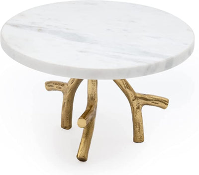 Marble Footed Pedestal Cake Stand with an Accented Gold Design by Gute