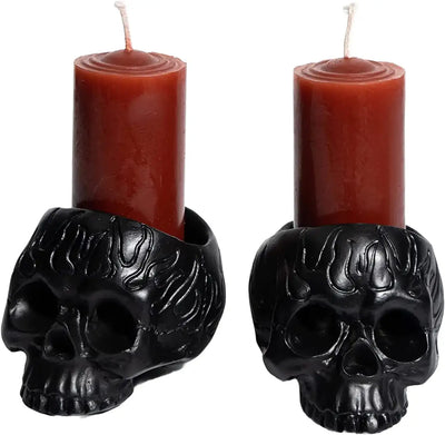 Skull Blood Candles - Halloween Bleeding Dripping Red Wax, Skeleton, Gothic Goth Gift Magic Skulls Candlestick Spooky Ghost Bar Decoration, Bleeding Candle - Unique Gifts for Him. Her (Skull 2 Pack)