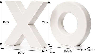 XOXO Vase Set, Two X and O White Flower Vases by Gute - Valentines Day, XO Hugs & Kisses Decor Plants Modern Minimalist Art Decorative Centerpiece for Living Room, Bedroom, Kitchen, Office, Love
