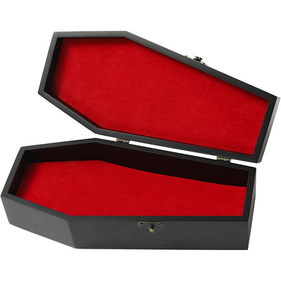 GUTE Coffin XL Jewelry Storage Box, Halloween Coffin Desk Organizer, Jewelry Organizer Tray, Accessories Storage for Home, Bedroom, Bathroom - Wood Coffin Box, Gothic Decor 13.1" x 3.7" x 3.8"