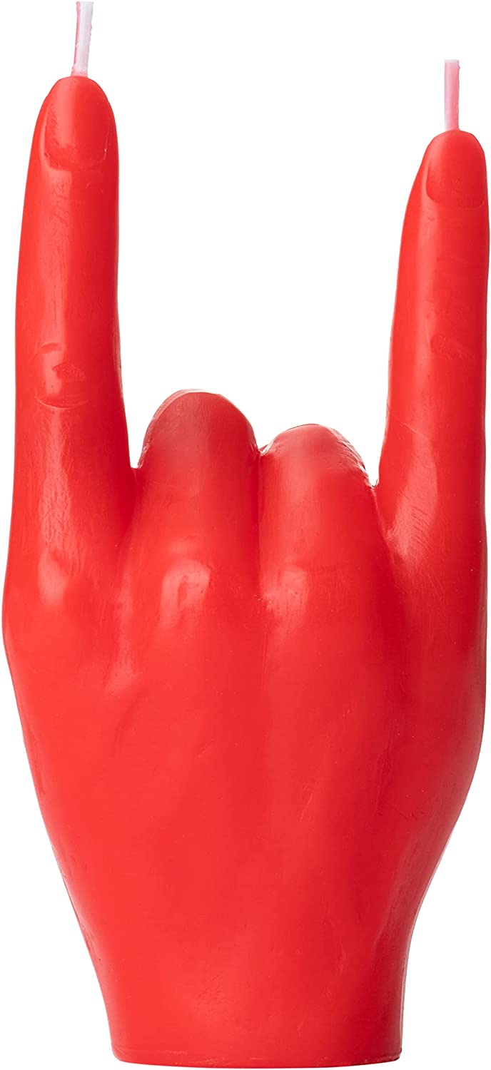 Gute Rock & Roll Hand Candle, Sign of The Horns Hand Gesture Candle, Gift for Music Lovers, Rockers, Bikers, Rock Lovers! - 15x10cm (Red)