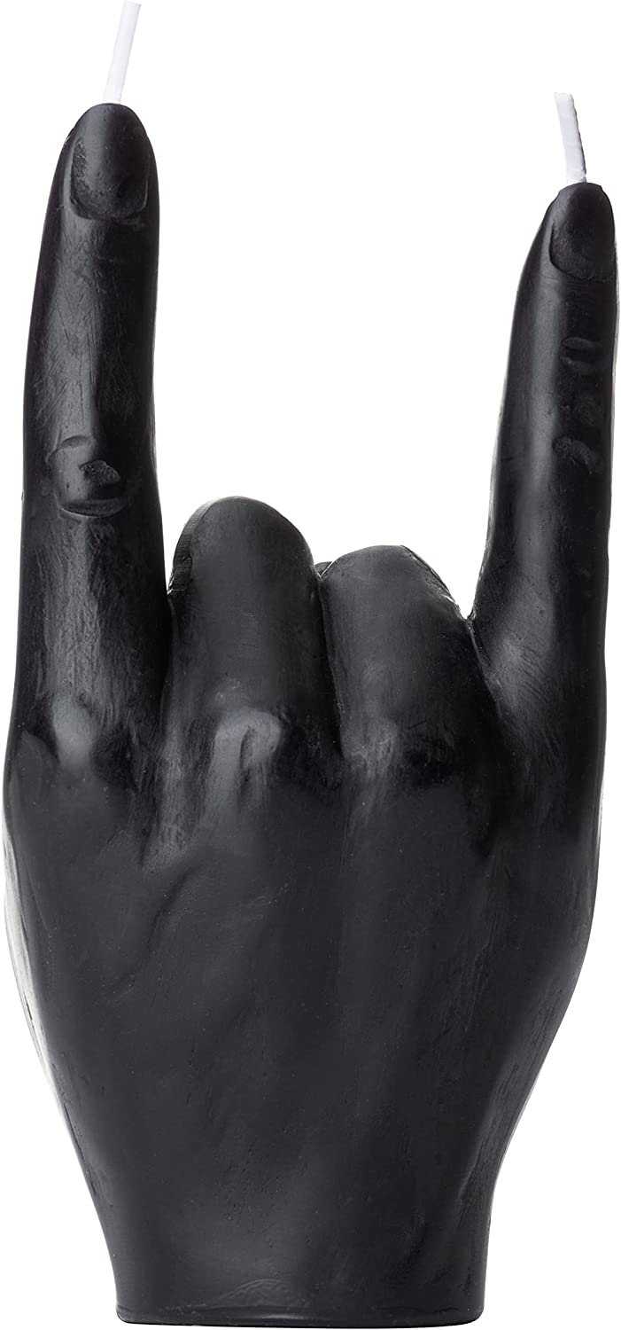 Gute Rock & Roll Hand Candle, Sign of The Horns Hand Gesture Candle, Gift for Music Lovers, Rockers, Bikers, Rock Lovers! - 15x10cm (Black)