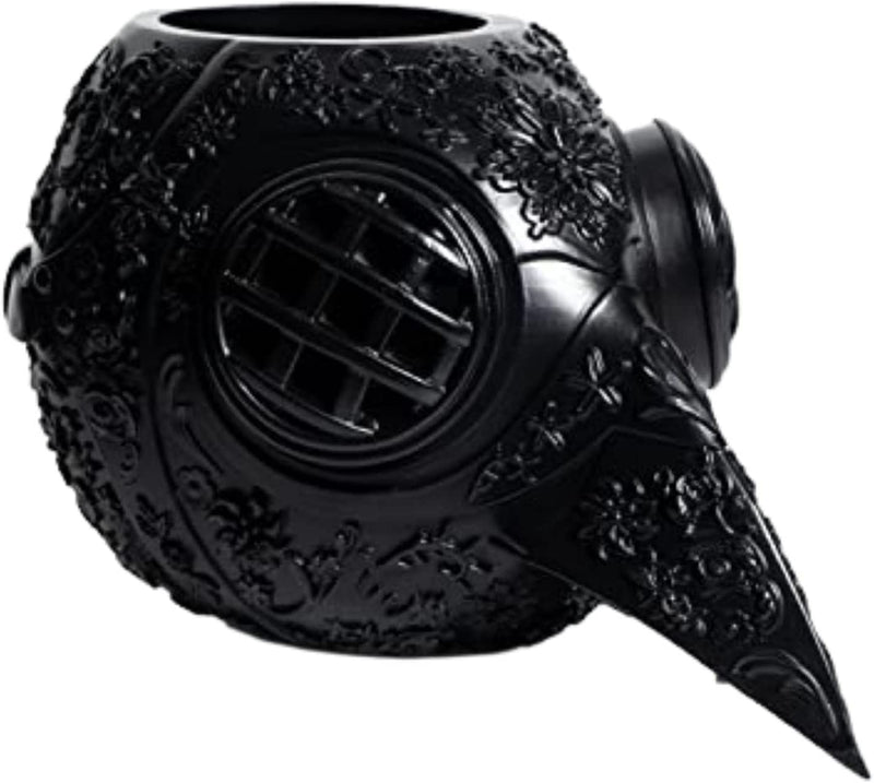 Extra Large Steampunk Plague Doctor Skull Halloween Candy Bowl Serve, Goth Emo Display Decoration Bowl & Planter Pot, Makeup Brush & Pen Holder Extra Large, Strong Resin, Trick Or Treat (Steampunk)