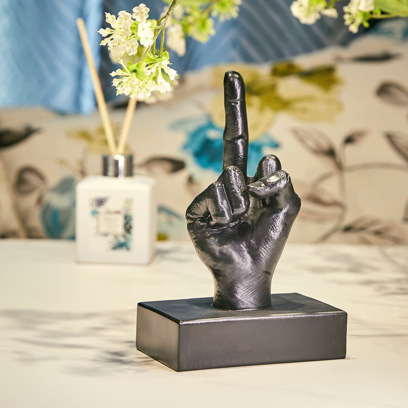 Middle Finger Desk Statue, Hand Gesture FCK You - Resin Statue for Home, Office, Yard, & More - Hand Paperweight Figurine - Packaging May Vary - Garden Decor - Novelty Gifts Adults - Paper Holder