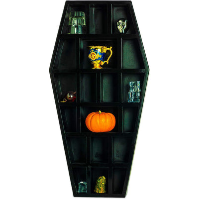 Gute Curio Coffin Shelf Spooky Gothic Decor for Bathroom, Living Room or Bedroom- Black, 18 Inches Tall by 9.5 Inches Wide 3 Inches Deep - Comes Fully Assembled - Halloween Spooky décor