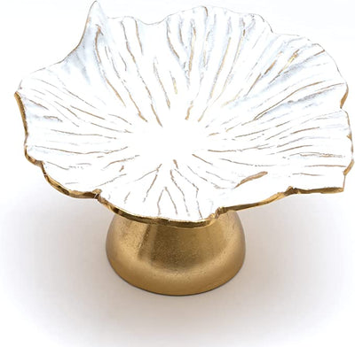 Flower Gold & White Fruit Bowl & Footed Pedestal Cake Stand - Gute