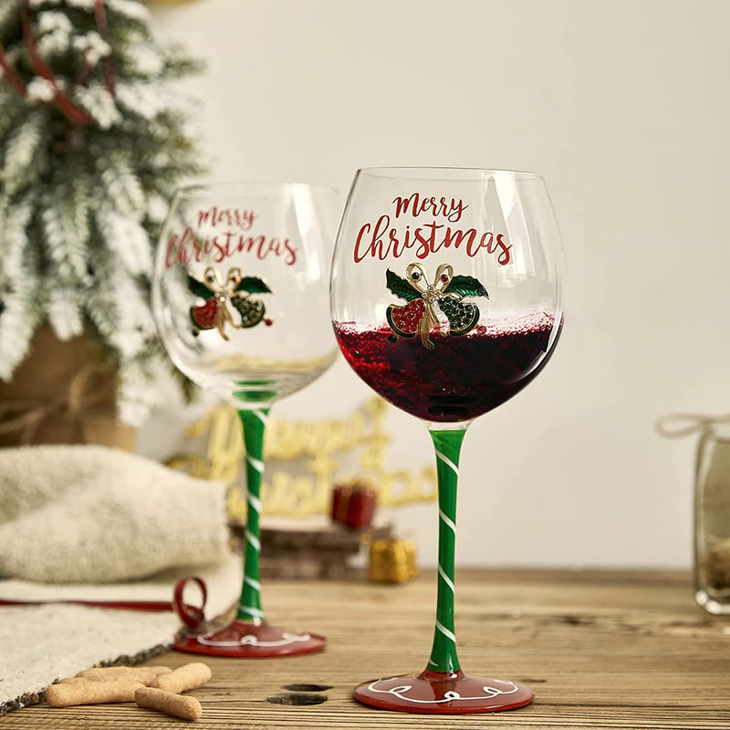 Merry Christmas Elf Stemmed Wine Glass by Gute - 18oz Holiday Tumbler for  Cocktails, Champagne, Eggnog - Christmas, Thanksgiving, Winter, Birthday