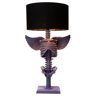 GUTE Skeleton with Wings Lamp 25" H Halloween Skeleton Desk Table Lamp, Goth Decor, Gothic Decor, Skeleton Figurine, Unique Table Gothic Spooky Home Decor for Any Room Trick Or Treat (Purple Lavender)