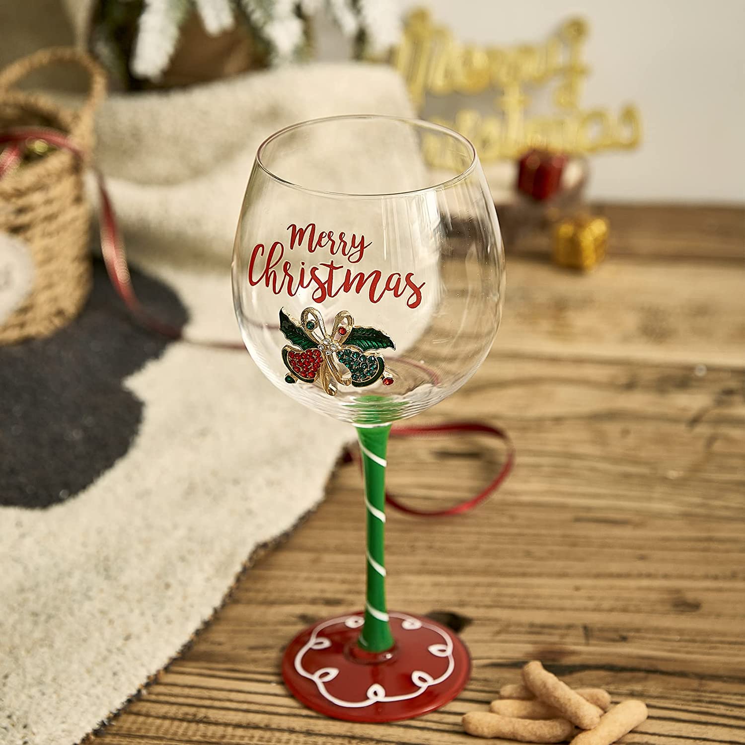 Set of 2 Stemless Christmas Wine Glasses Santa's Sleigh - Christmas Ch –  Gute Decor