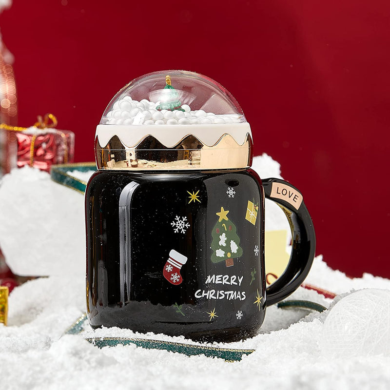  Christmas Tree Santa Snow Globe Mug Festive Mug with Winter Snow  Globes Lid - Ceramic Microwave & Dishwasher Safe - 14oz Holiday Mugs for  Coffee, Hot Chocolate, Eggnog - Merry 