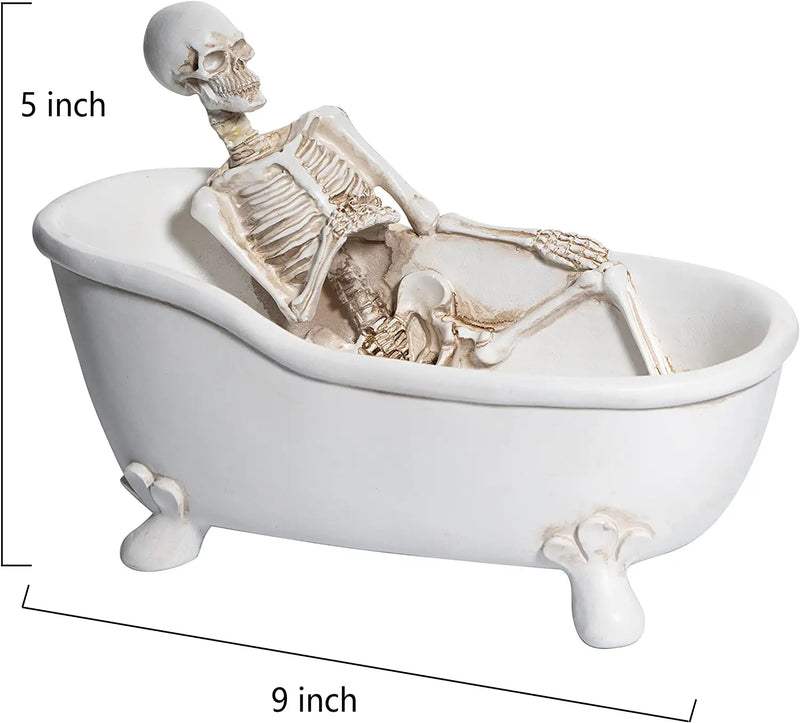 Skull In Bathtub Halloween Candy Bowl, Plant Planter Pot 5" Deep Polyresin Bath Skulls, Sweets Serving Tray Indoor & Outdoor - Server, Skeleton Home Décor, Skeleton Home Décor - Trick Or Treat Decor
