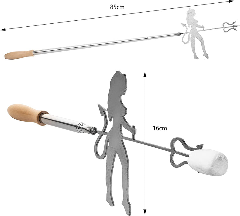 Devil Girl Marshmallow & Hotdog & Roaster Extendable 30 Inch Fire, BBQ Skewers Set for Marshmallows, Bachelorette Meat Grill Funny - Barbeque Gifts, Grilling, Novelty Gift - Great Parties, Girls Stick