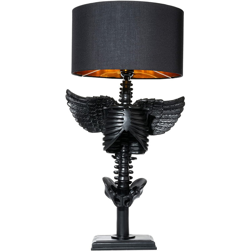 GUTE Skeleton with Wings Lamp 25" H Halloween Skeleton Desk Table Lamp, Goth Decor, Gothic Decor, Skeleton Figurine, Unique Table Gothic Spooky Home Decor for Any Room - Birthday Gifts (Black)