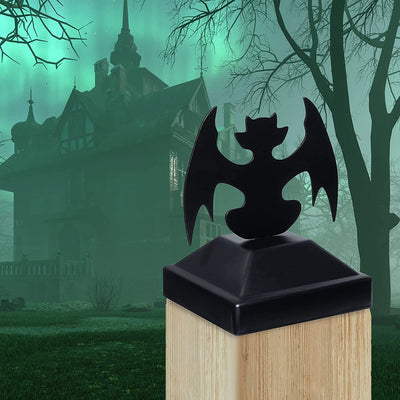 Halloween Bat Ghost Post Cap for 4x4 Wood Fence Post, Light Haloween Fence Decor, Finial Post Topper, Fence Post Caps, Gothic Scary Fence Finials, Garden & Patio Fall Goth Décor, Bat Fence