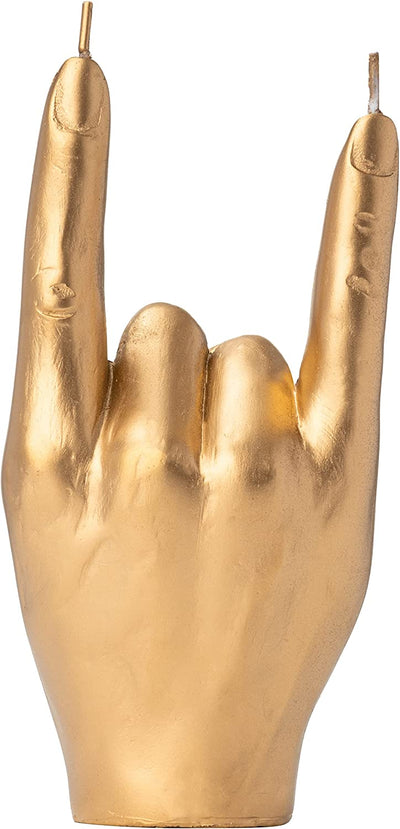 Gute Rock & Roll Hand Candle, Sign of The Horns Hand Gesture Candle, Gift for Music Lovers, Rockers, Bikers, Rock Lovers! - 15x10cm (Gold)