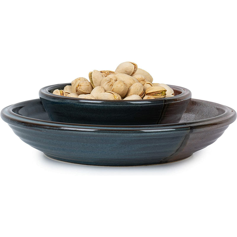 Double Layer Pistachio Bowl With Shell Compartment - Snack Bowl For Nuts, Candy, Fruit With Built-in Waste Section