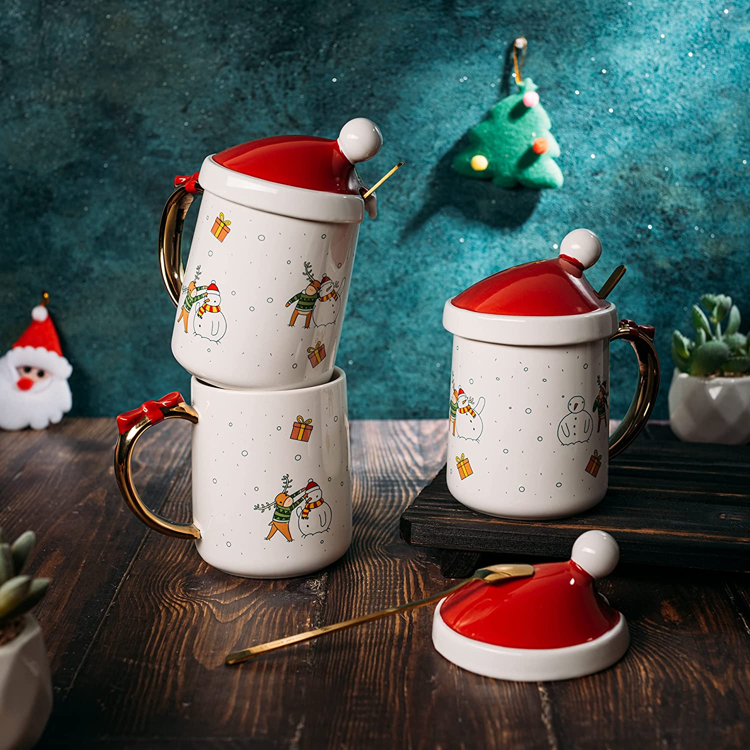 Starbucks Holiday Ceramic Coffee Mugs, Set of 2 seasonal Christmas