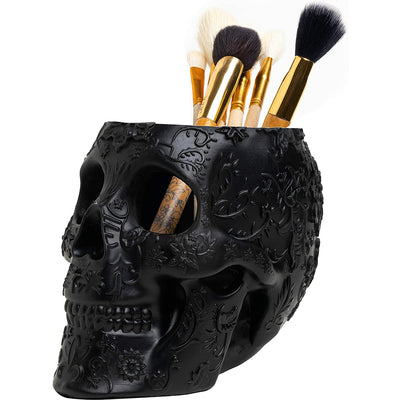 Skull Makeup Brush Holder Extra Large, Strong Resin Extra Large