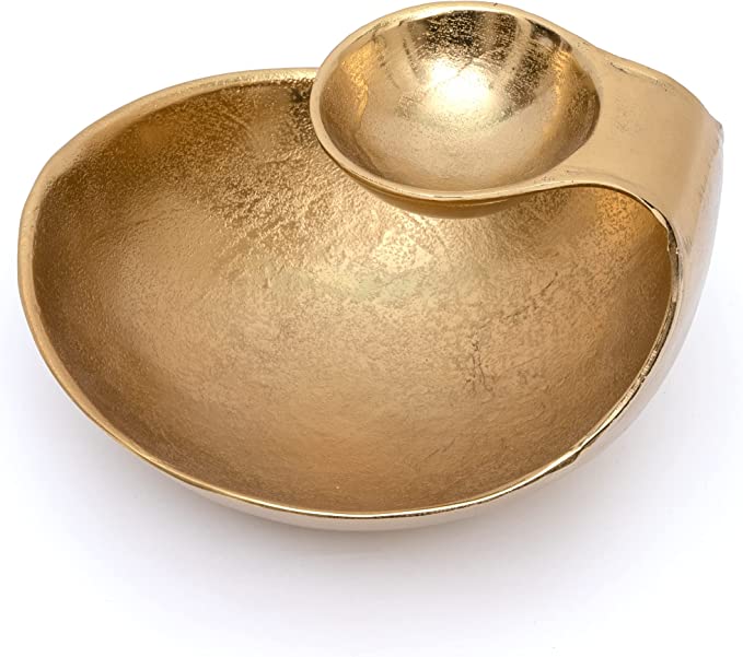 Chip and Dip Serving Bowl Gold Brass Tiered Snack, Candy & Salad Bowl by Gute