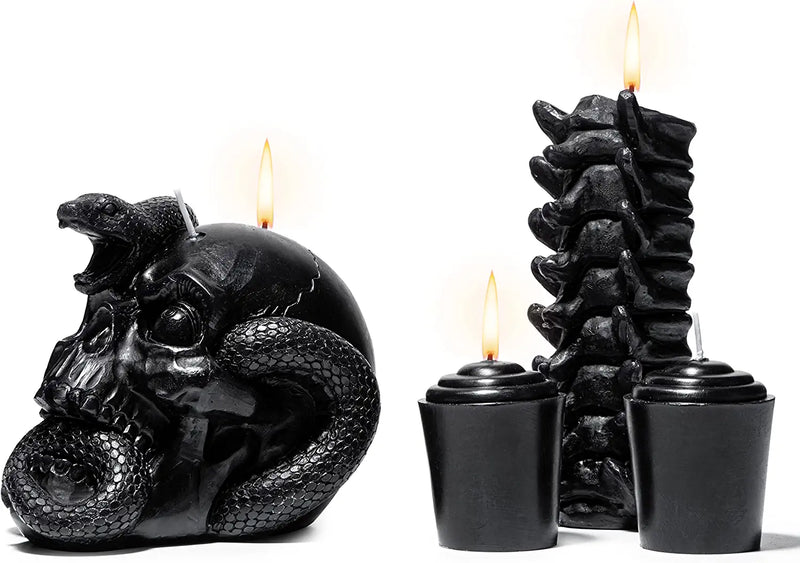 MTLEE 5 Pieces 4.3 Halloween Skull Candle Large Skull Figure Image Candle  Gothic Horror Novelty Decor for Spell Ritual Witch Fireplace Home