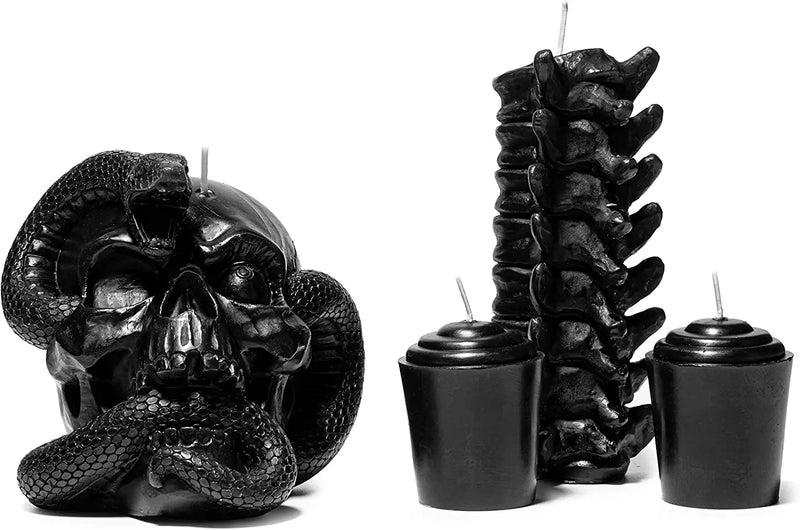 Gothic Skull and Spine Candlestick