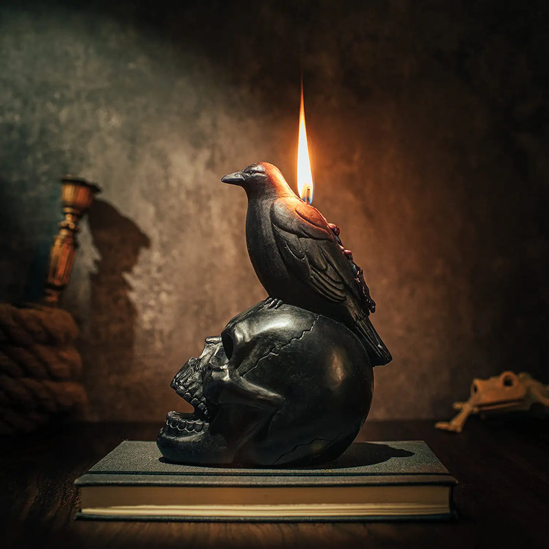 Crow Raven Skull Candle - Gothic, Spooky Witchy Room Decor Decorations –  Gute Decor