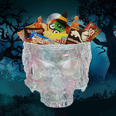 Skull Halloween Candy Bowl, Plant Planter Pot 4" H Polyresin Skulls For Succulents, Sweets Sugar Server Tray, Indoor Outdoor - Skull Serving Bowl, Modern Skeleton Home Goth Trick Or Treat (Iridescent)