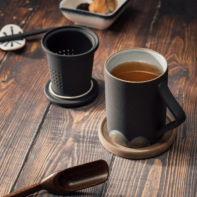Japanese Tea Mug With Infuser & Lid 9oz by Gute - Tea Tumbler with Infuser, Tea Mug with Strainer for Loose Leaf Tea Strainer Mug Cup, Portable Travel Mug for Tea and Fruit Infused Water, Tea Lovers