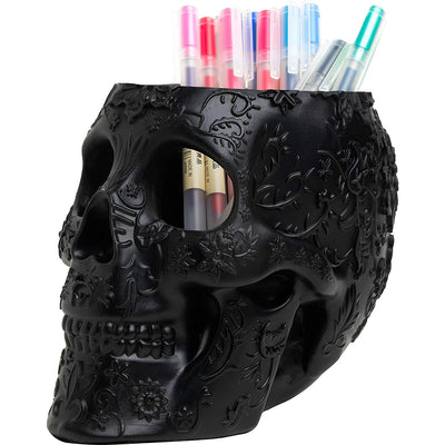 Skull Makeup Brush Holder Extra Large, Strong Resin Extra Large