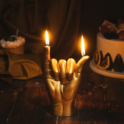 Shaka Hand Candle by Gute - Shaka Figurine Candle Decorative Hand Candle for Home Decor, Living Room, Rock On Candle, Cool Candles, Hawaiian Gifts, Californian Gifts, Surfer Gifts 6" H
