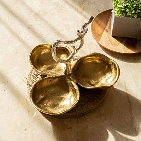 Gold Cluster Decorative Bowls, Snack Bowl With Silver Tree Branch by Gute