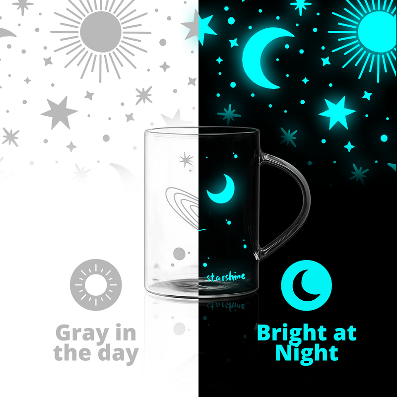 Astronomy Lovers Glass Mugs - Night sky, Set of 2 - Light Changing Mug, Constellation Luminous Mug - Glow in the Dark Gifts - Night Sky Zodiac Sign Star 16oz, Gifts Astrology Gift, Kids, Women & Men
