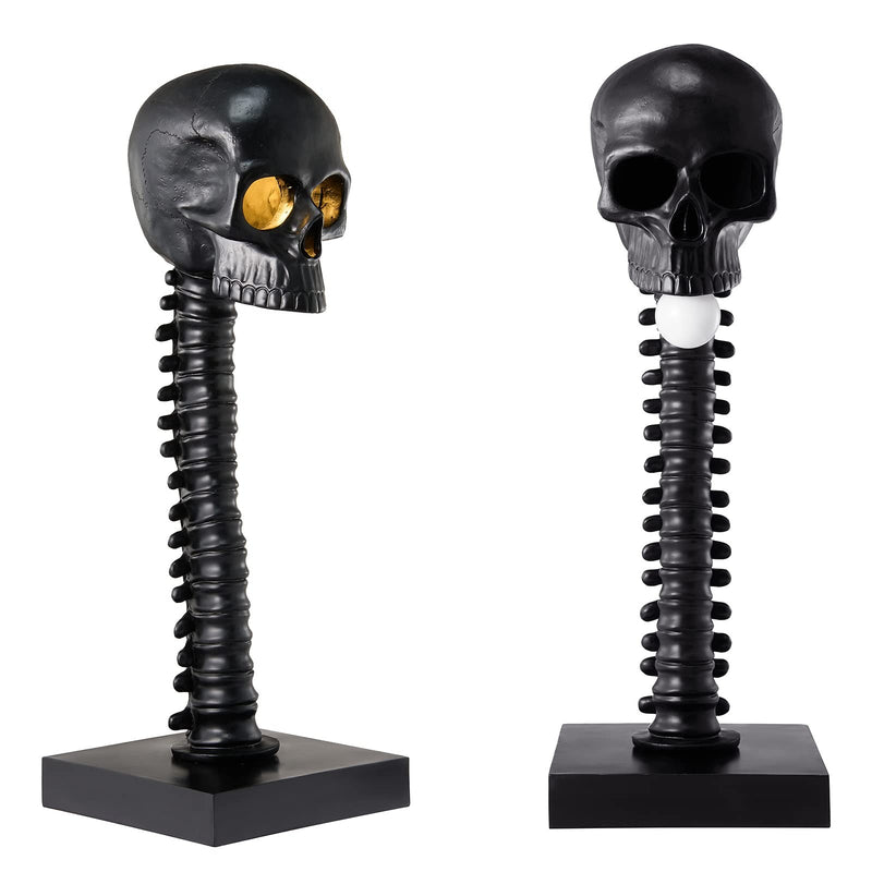 Skeleton Skull Lamp Wings Lamp 25" H Detailed Spine, Skeletons Desk, Table, Floor Lamp, Goth Decor, Horror Halloween Decor, Skeleton Figure Unique Table Gothic Spooky Home Decor Birthday Gifts (Black)