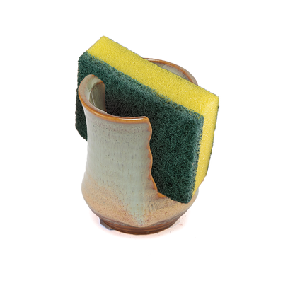 Pottery Sponge Holder Slotted Stoneware Ceramic Porcelain Sponge Holder by Gute for Father, Mother, Cleaning Supplies - Decorative Kitchen Décor - Organizer for Cleaning Dishes (Green)
